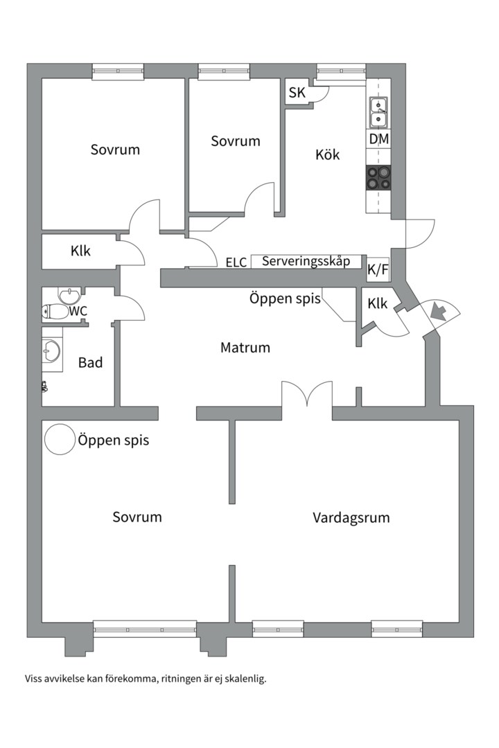 Planlösning från Vasagatan 3B, Såld i Luthagen, Uppsala