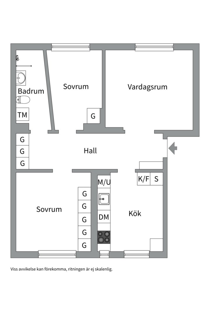 Planlösning från Karlsgatan 19C, Såld i Centrum, Västerås