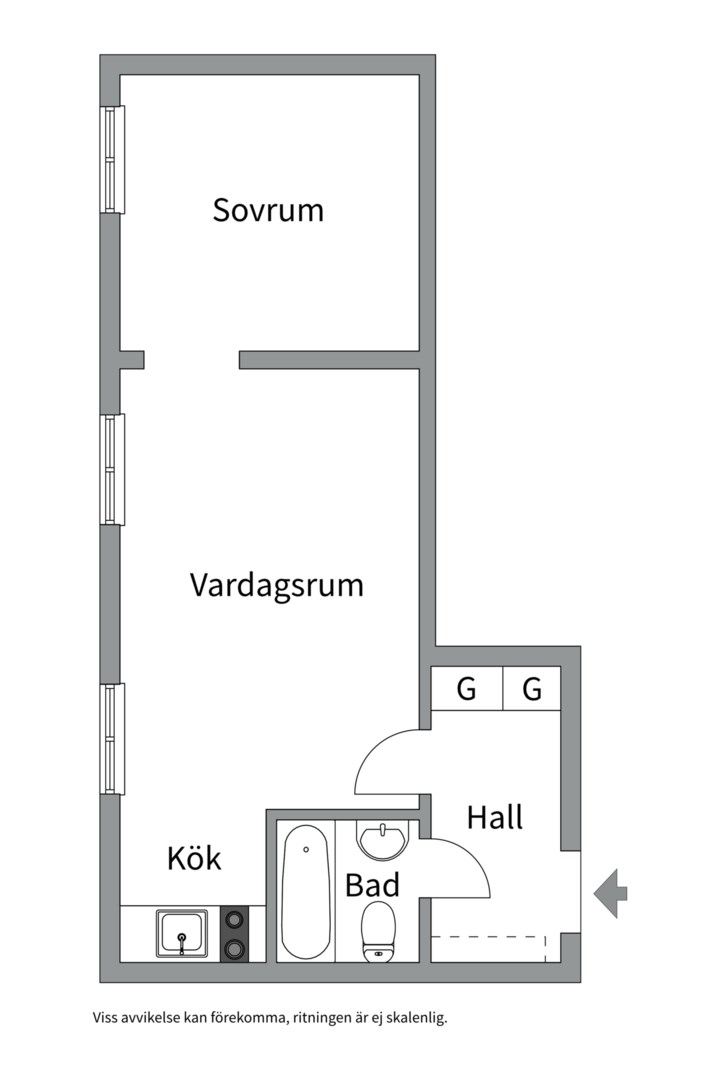 Planlösning från Börjegatan 56A, Såld i Luthagen, Uppsala