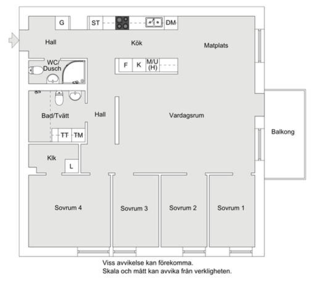 Planlösning från Tollare Ängsväg 26, Såld i Tollare, Nacka