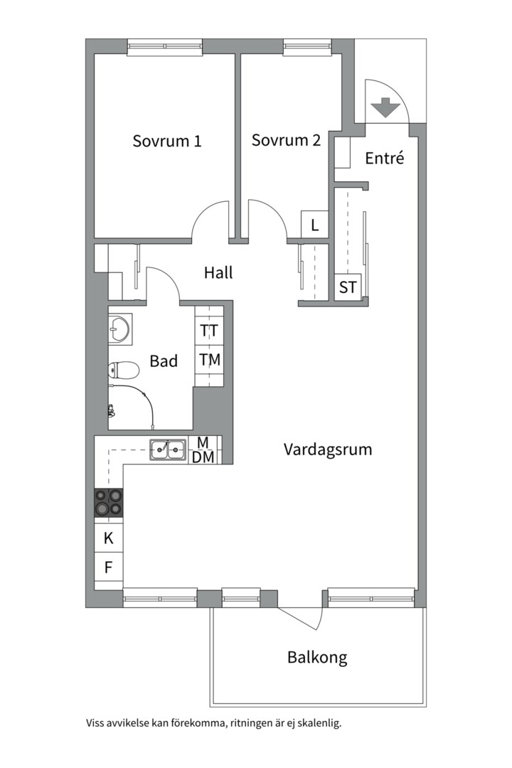 Planlösning från Margit Sahlins gata 1, Såld i Kapellgärdet, Uppsala