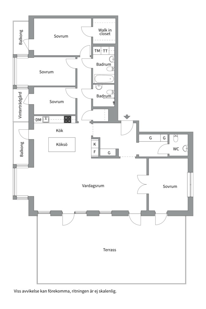 Planlösning från Tollareslingan 7, Såld i Tollare, Nacka