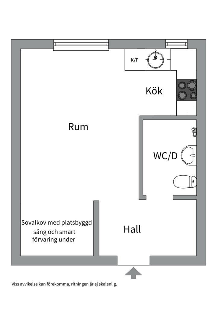 Planlösning från Murargatan 14D, Såld i Salabacke, Uppsala