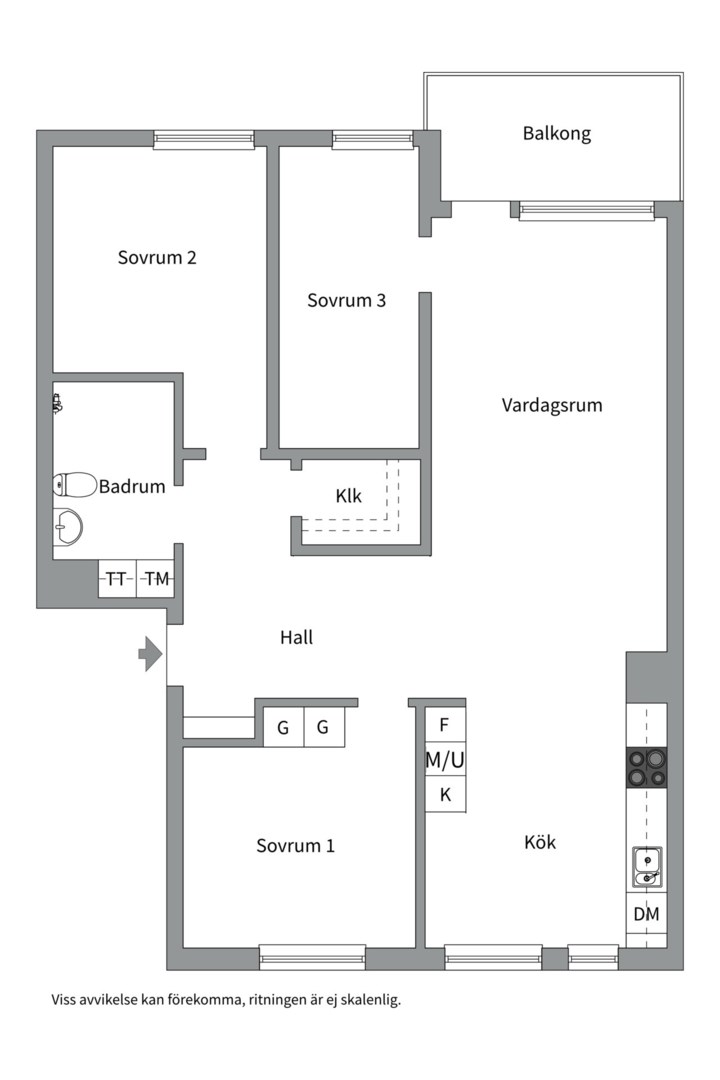 Planlösning från Portalgatan 27, Såld i Kapellgärdet, Uppsala