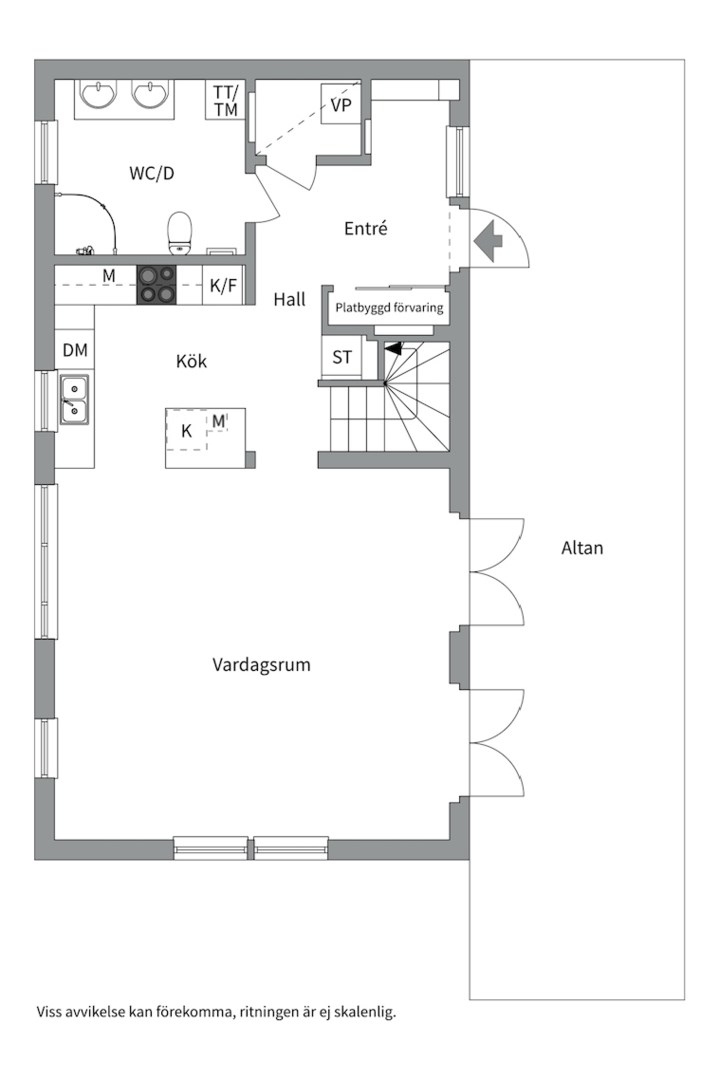 Planlösning från Enrisvägen 1D, Såld i Kummelnäs, Nacka