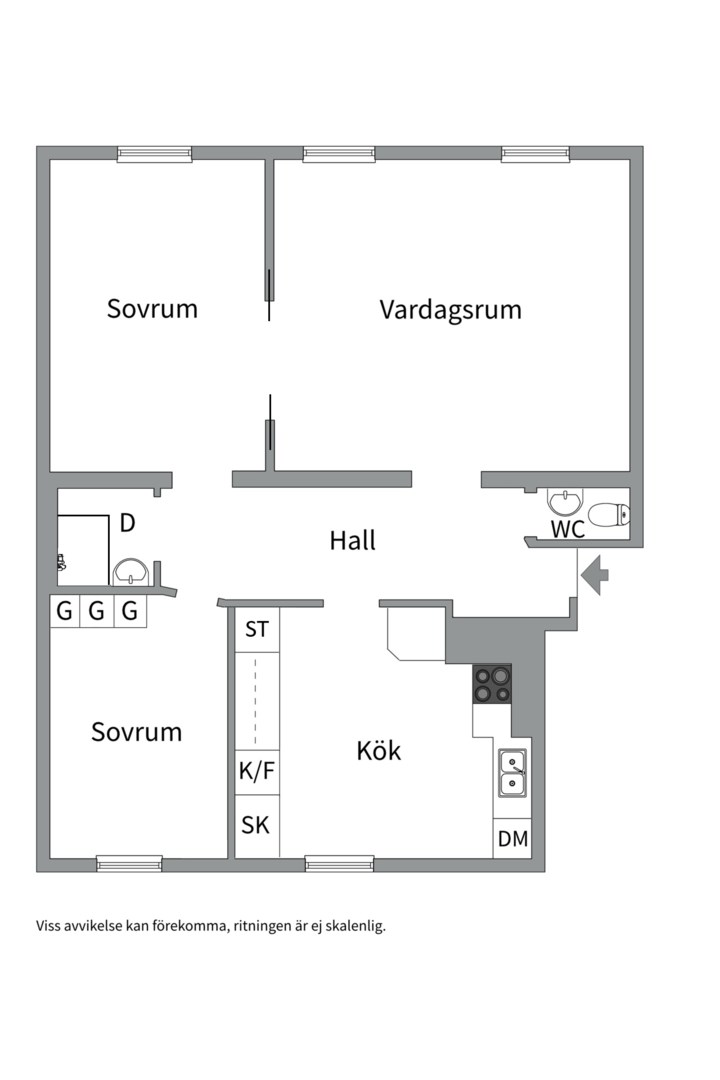 Planlösning från Väderkvarnsgatan 31B, Såld i Fålhagen, Uppsala