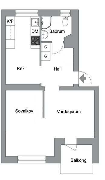 Planlösning från Ugglevägen 17C, Såld i Saltängen, Nacka