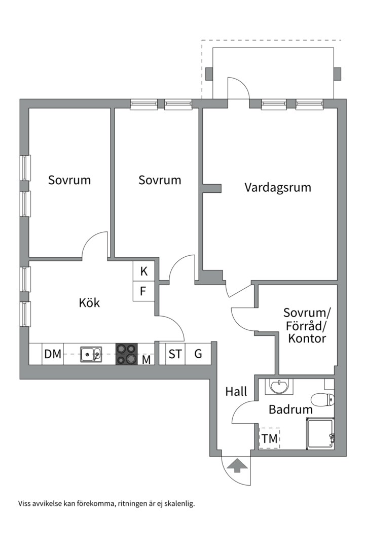 Planlösning från Skarpövägen 13, Såld i Västra Orminge, Nacka