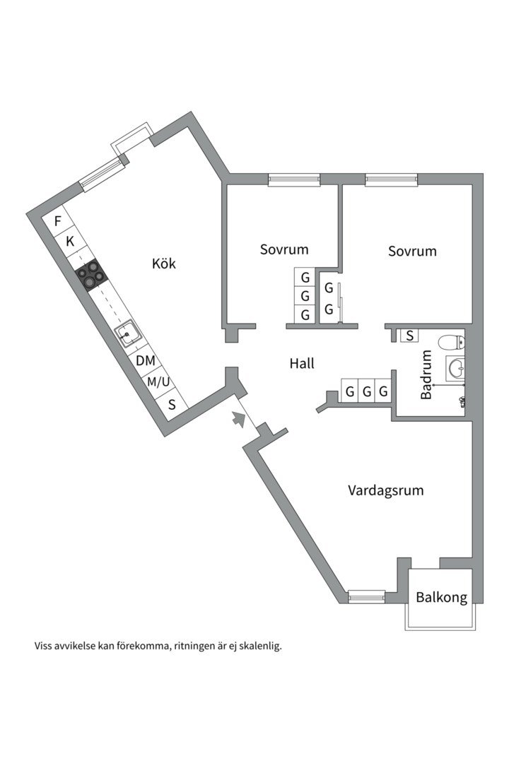 Planlösning från Svärdsliljegatan 11D, Såld i Gideonsberg, Västerås