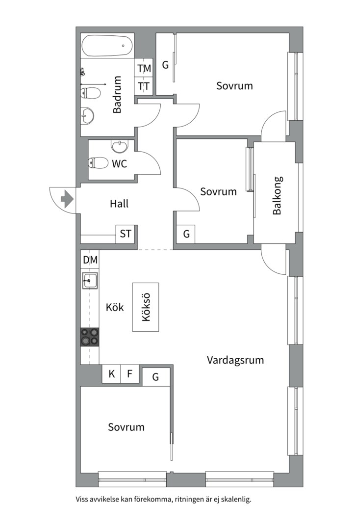 Planlösning från Orgelgatan 7, Såld i Kapellgärdet, Uppsala
