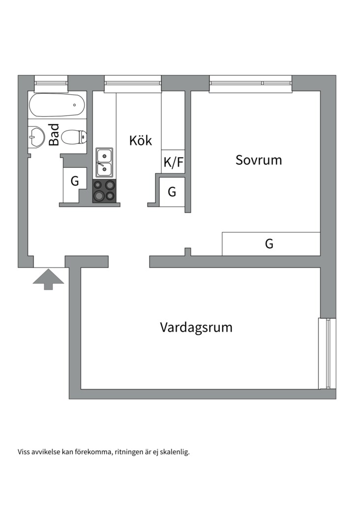 Planlösning från S:t Göransgatan 22, Såld i Fålhagen, Uppsala
