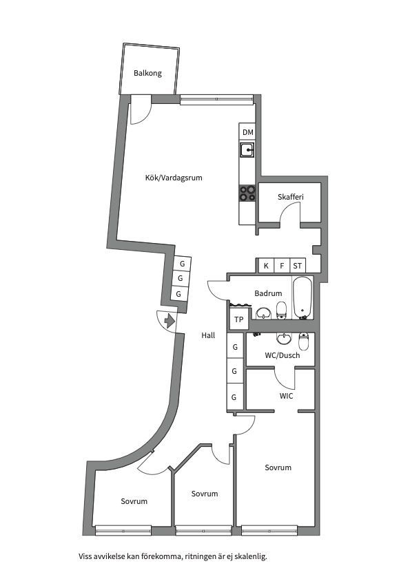 Planlösning från Fabrikörvägen 4C, Såld i Nacka Strand, Nacka