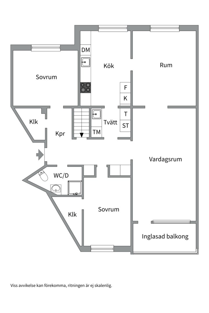 Planlösning från Kaserngatan 47, Såld i Viksäng, Västerås
