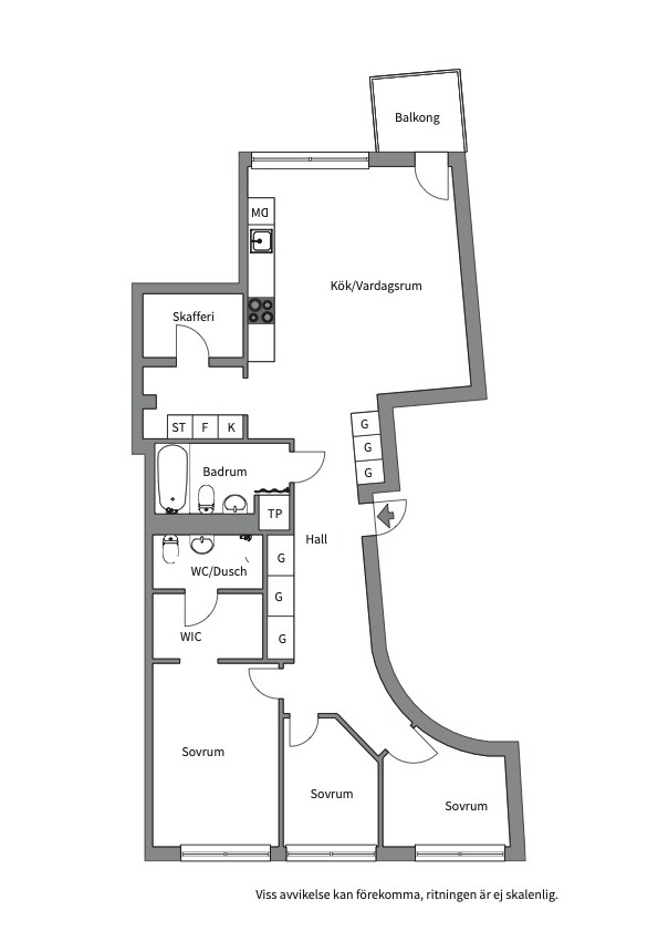 Planlösning från Fabrikörvägen 4C, Såld i Nacka Strand, Nacka