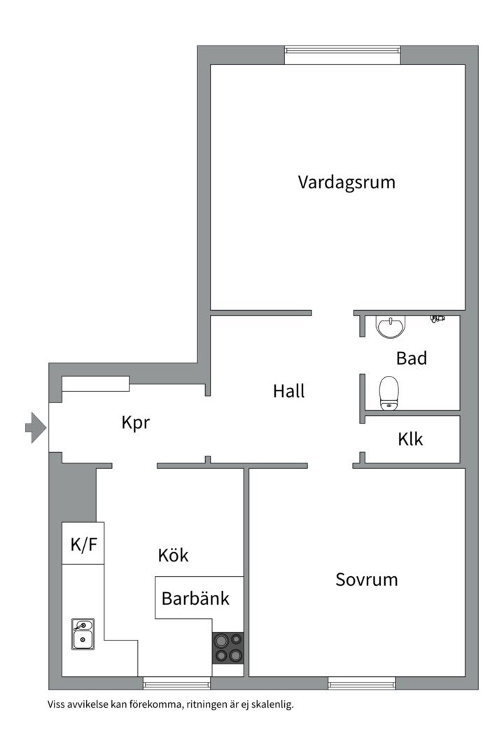 Planlösning från S:t Olofsgatan 58C, Såld i Höganäs, Uppsala