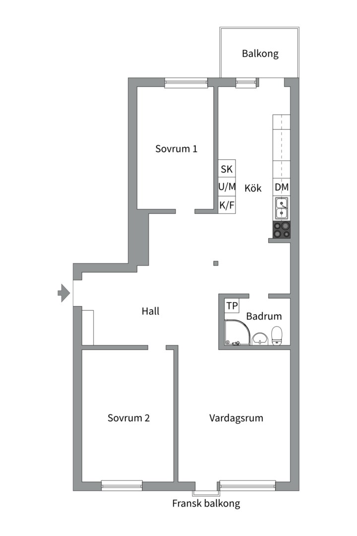 Planlösning från Atlasvägen 35, Såld i Sickla, Nacka