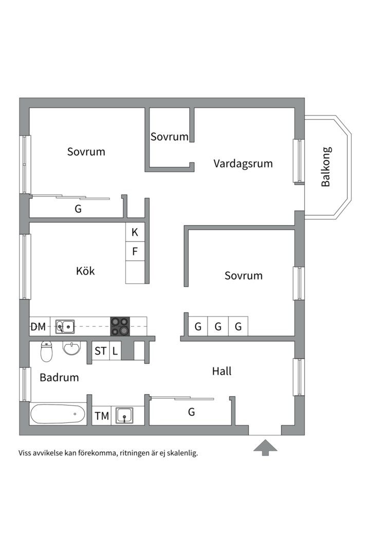 Planlösning från Ängsbacken 1, Såld i Björknäs, Nacka