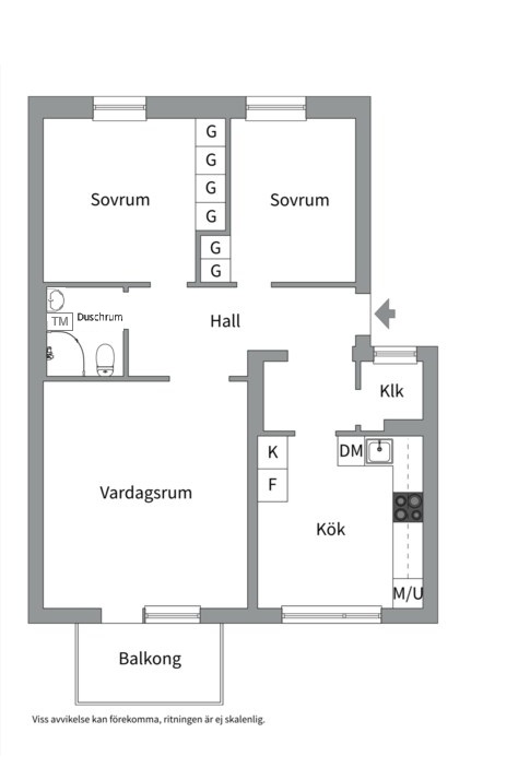 Planlösning från Skyttegatan 2A, Såld i Haga, Västerås