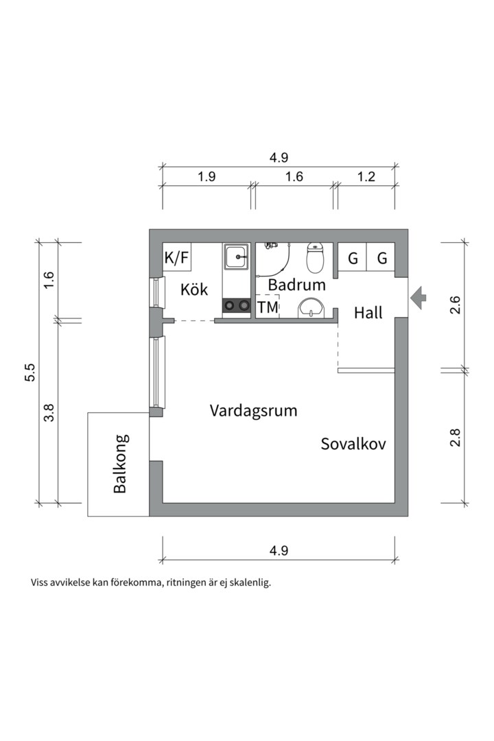 Planlösning från Repslagargatan 15A, Såld i Främre Svartbäcken, Uppsala