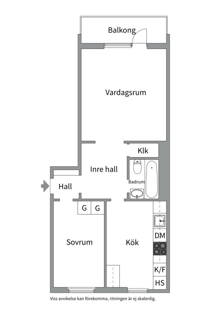 Planlösning från Vaksalagatan 36C, Såld i Höganäs, Uppsala