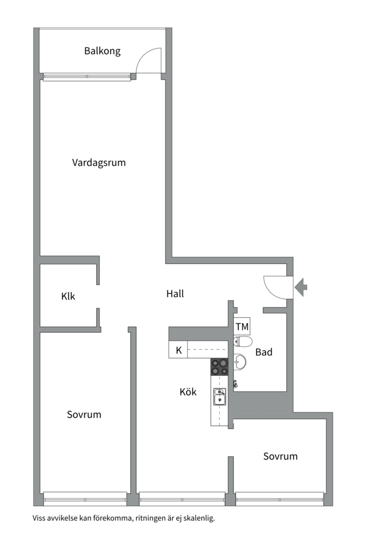 Planlösning från Skjutbanegatan 3C, Såld i Haga, Västerås