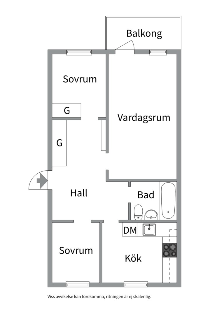 Planlösning från Vretgränd 9C, Kommande i Centrum, Uppsala