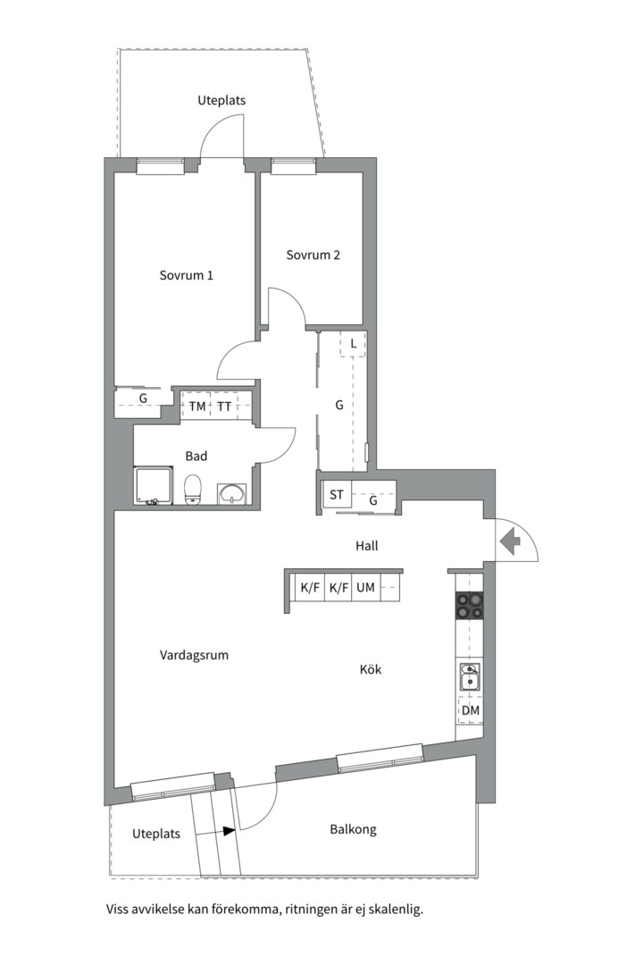 Planlösning från Ljusbärargatan 9, Till salu i Kapellgärdet, Uppsala