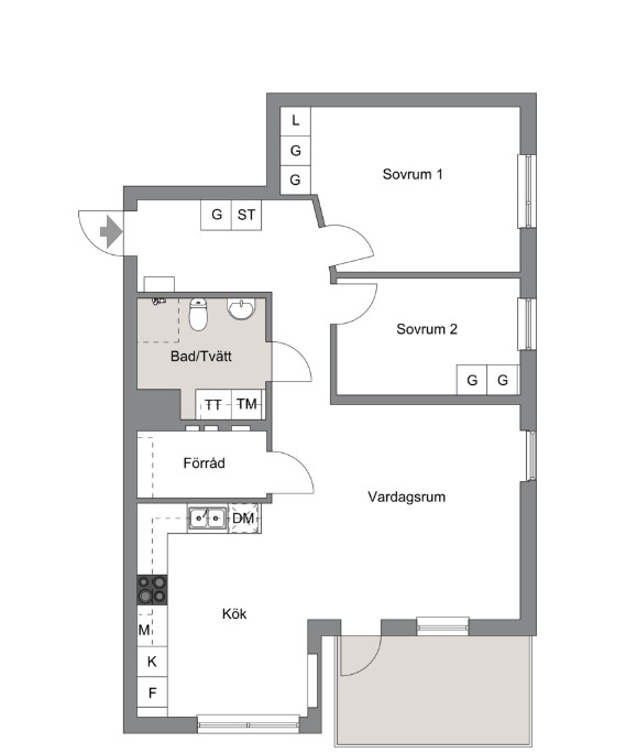 Planlösning från Vänortsgatan 1, Såld i Lillhamra, Västerås