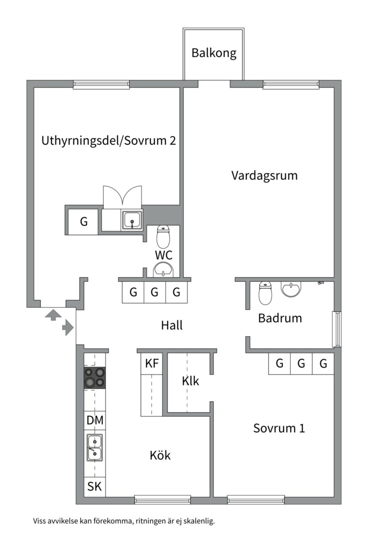 Planlösning från Hällbygatan 36B, Såld i Luthagen, Uppsala