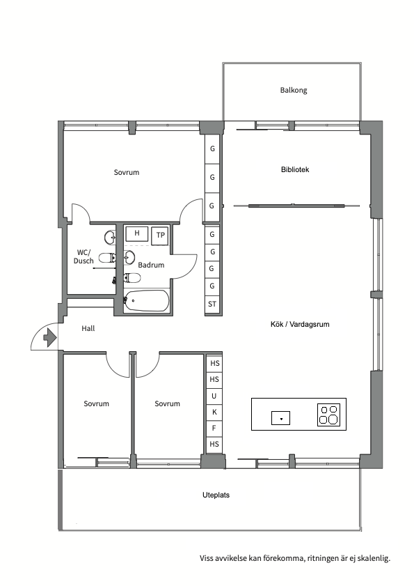 Planlösning från Fabrikörvägen 4E, Såld i Nacka Strand, Nacka