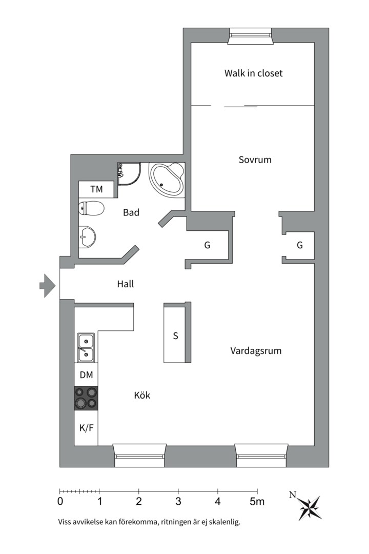 Planlösning från Creutzgatan 13, Såld i Kungsholmen, Stockholm