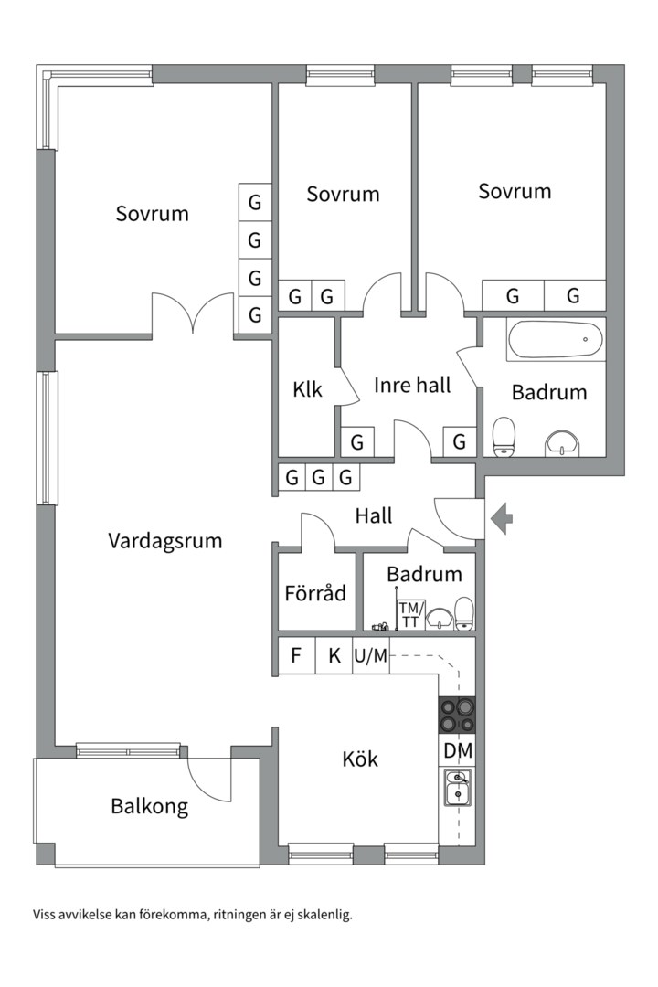 Planlösning från Hamnesplanaden 4D, Såld i Centrum, Uppsala
