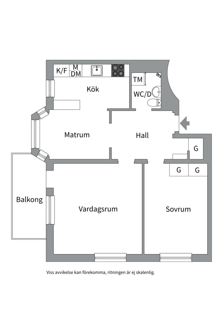 Planlösning från S:t Göransgatan 20, Såld i Fålhagen, Uppsala