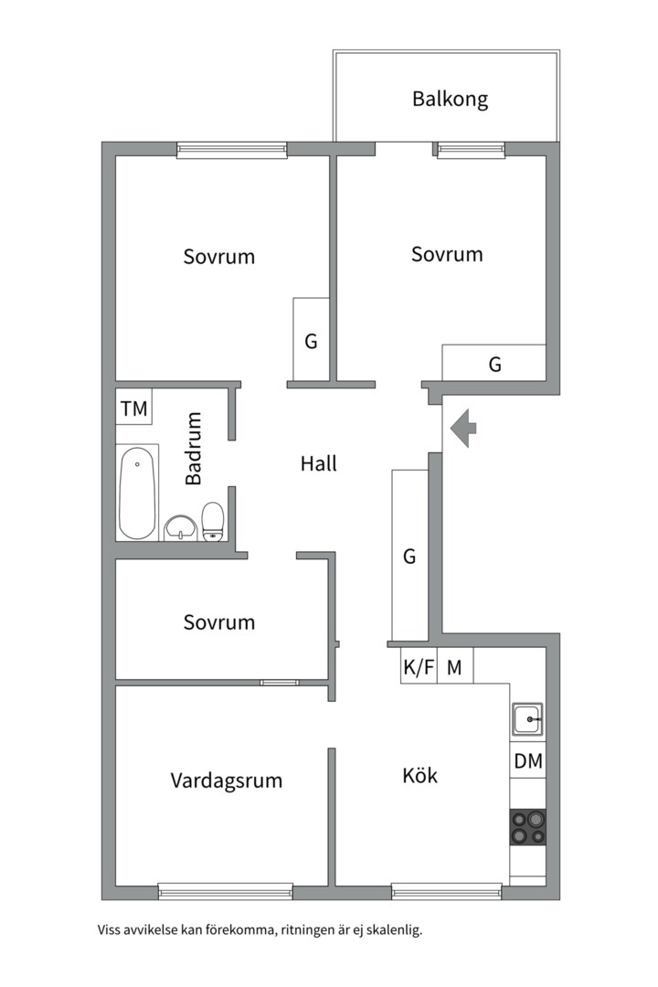 Planlösning från Arbetargatan 28 D, Såld i Kungsholmen, Stockholm
