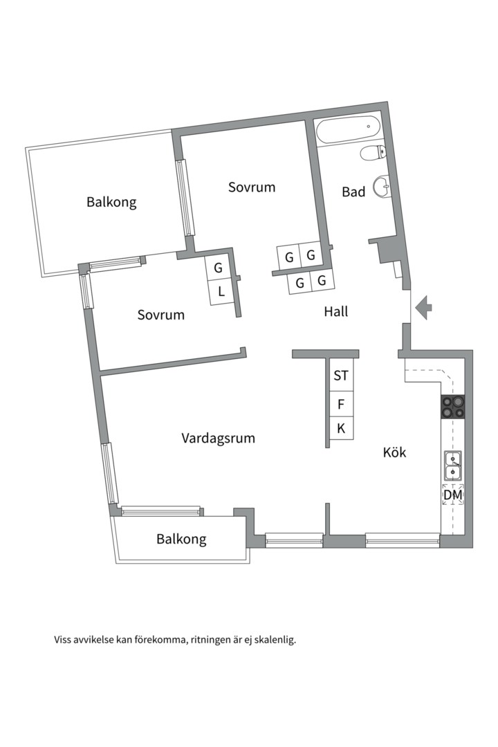 Planlösning från Svartbäcksgatan 123, Såld i Svartbäcken, Uppsala
