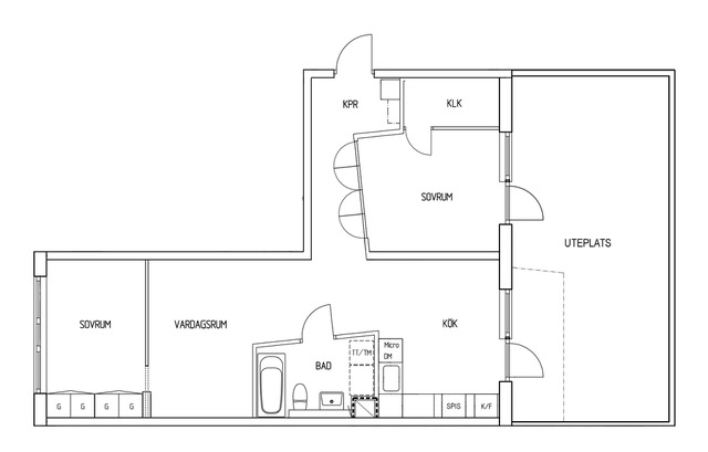 Planlösning från Aktergatan 5, Såld i Hammarby Sjöstad, Stockholm