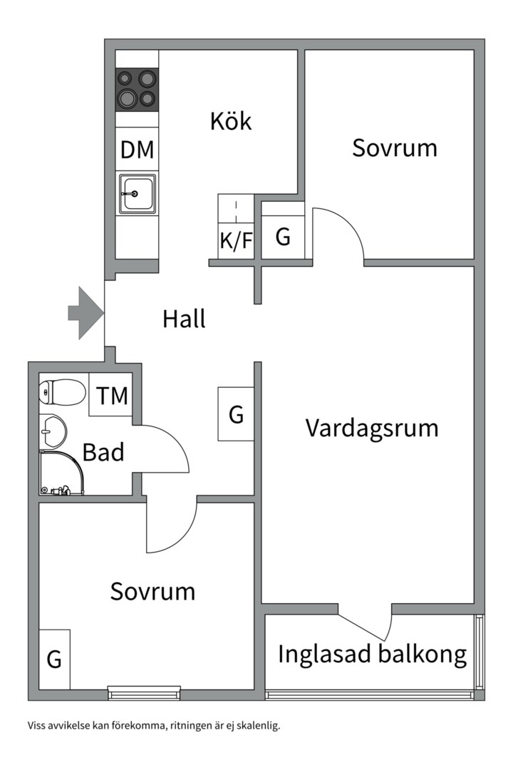 Planlösning från Rekylgatan 21A, Såld i Haga, Västerås