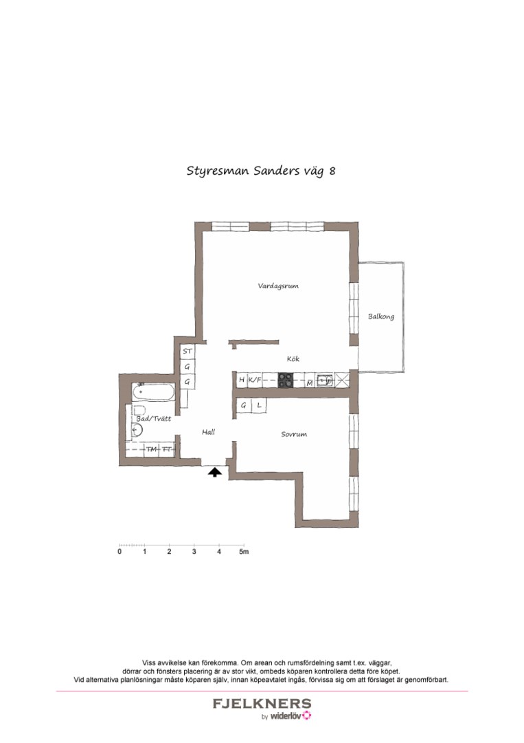 Planlösning från Styresman Sanders väg 8, Såld i Bromma - Beckomberga, Stockholm