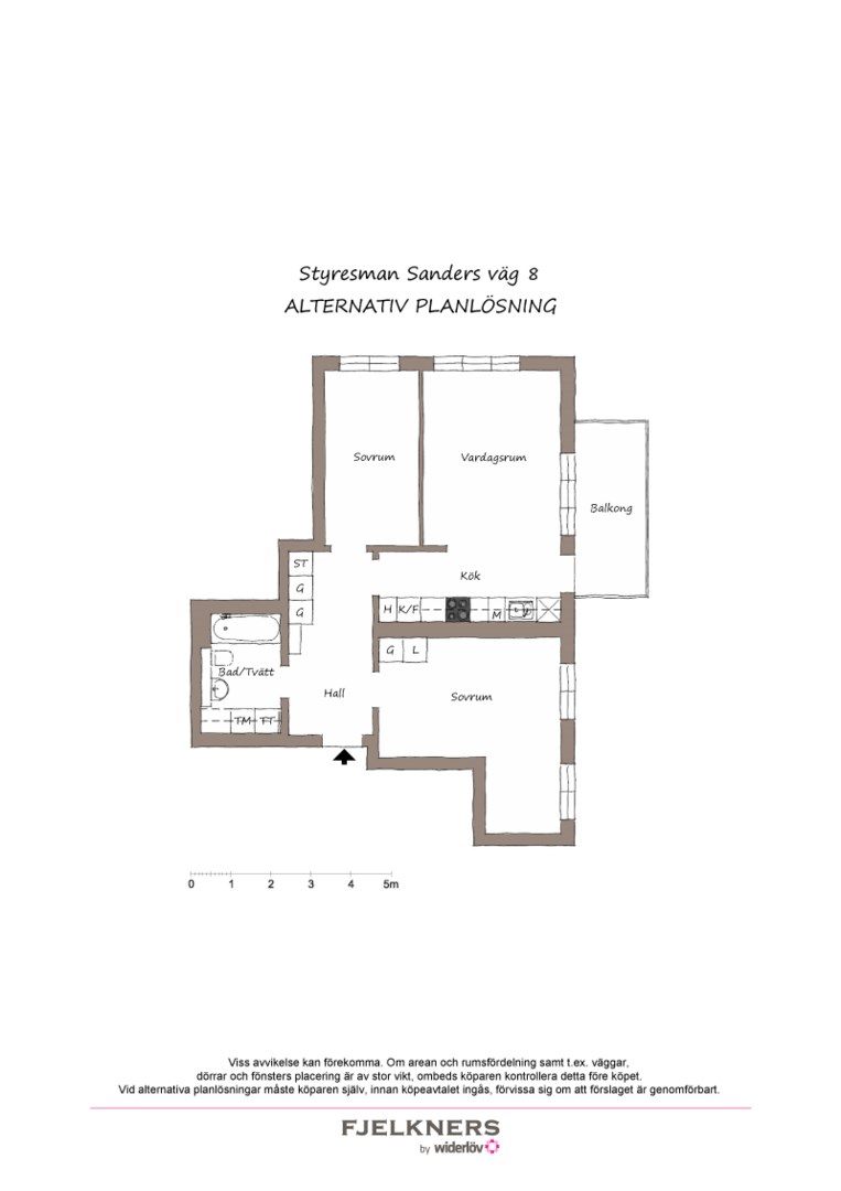 Planlösning från Styresman Sanders väg 8, Såld i Bromma - Beckomberga, Stockholm