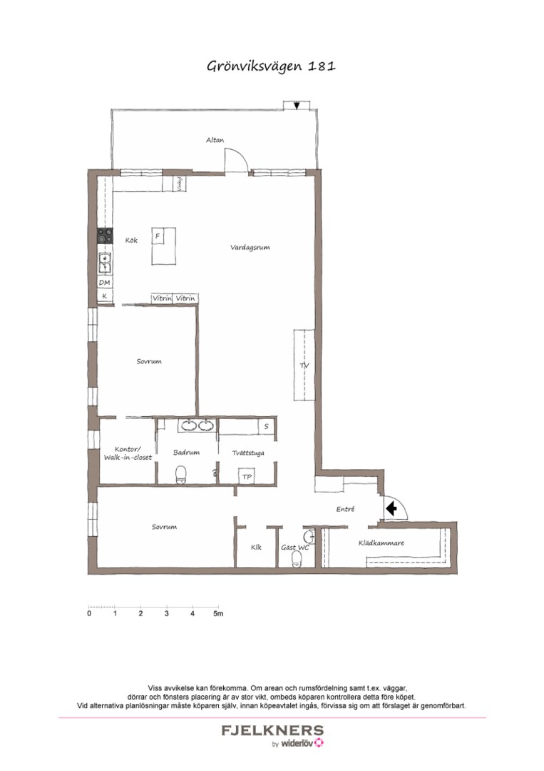Planlösning från Grönviksvägen 181, Såld i Bromma - Nockeby, Stockholm