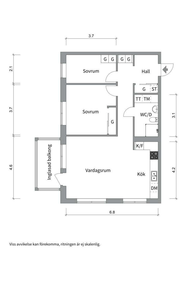 Planlösning från Kantorsgatan 7, Såld i Kapellgärdet, Uppsala