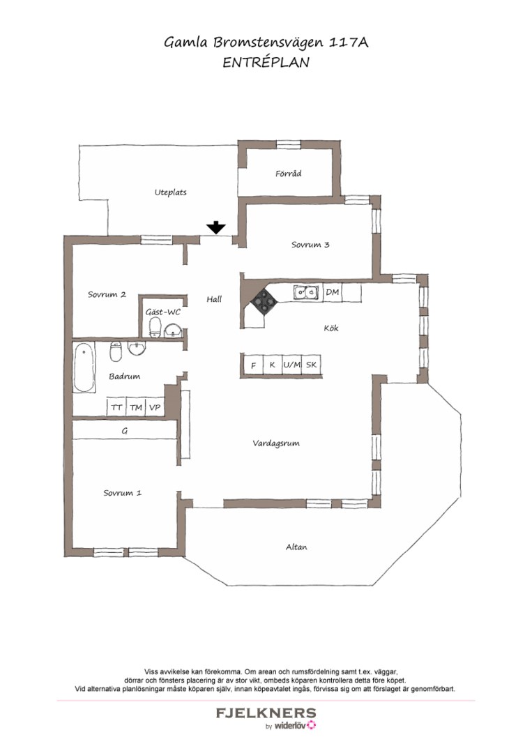 Planlösning från Gamla Bromstensvägen 117A, Kommande i Spånga - Sundby, Stockholm