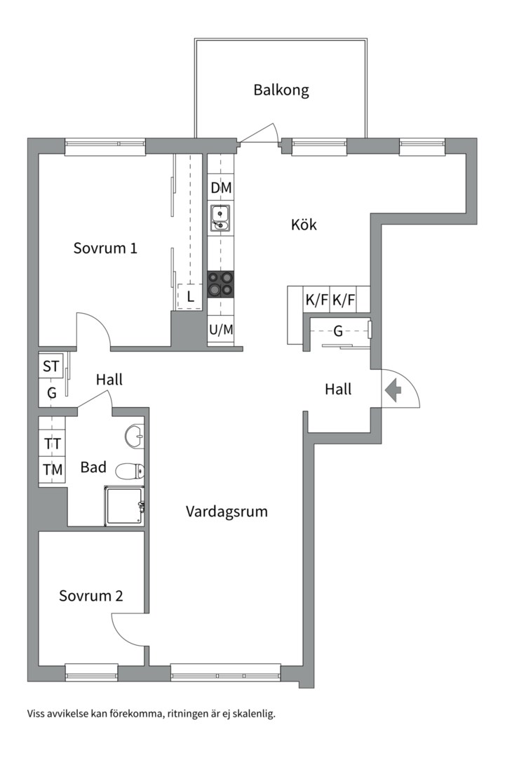 Planlösning från Portalgatan 2A, Såld i Kapellgärdet, Uppsala
