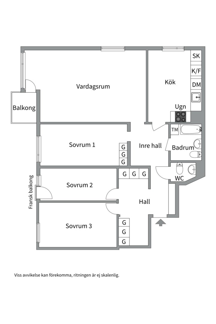 Planlösning från Atlasvägen 61, Kommande i Sickla, Nacka