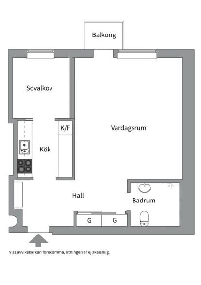 Planlösning från Rudbecksgatan 4B, Såld i Centrum, Västerås
