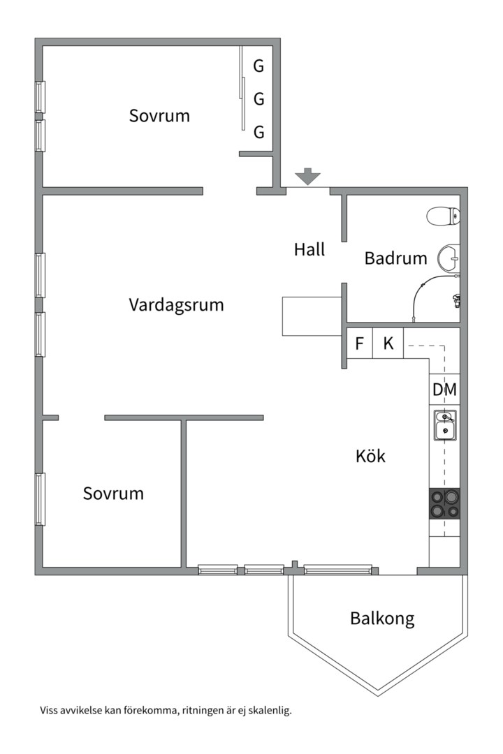Planlösning från Djäknegatan 68, Såld i Kapellgärdet, Uppsala