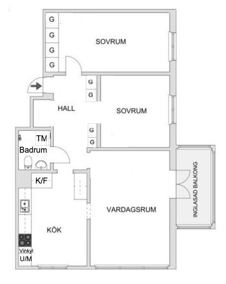 Planlösning från Edinsvägen 12, Såld i Ektorp, Nacka