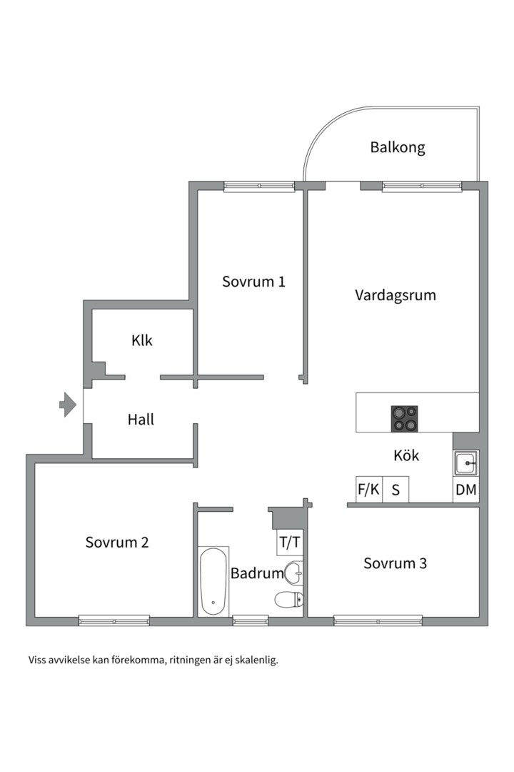 Planlösning från Kantatvägen 7, Såld i Nacka Forum, Nacka