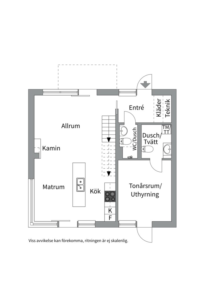 Planlösning från Norbyvägen 7B, Såld i Kåbo, Uppsala