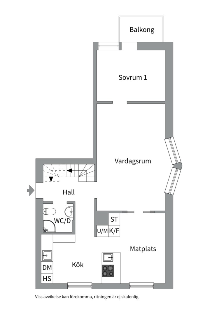 Planlösning från Eskilsgatan  3A, Såld i Fålhagen, Uppsala
